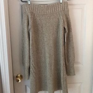 anthropologie off-the-shoulder sweater dress